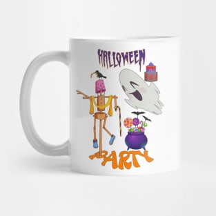 Spooktacular Halloween Party: Raven, Ghost, Witch's Cauldron, Scarecrow, Candy Treats - Happy Halloween Mug